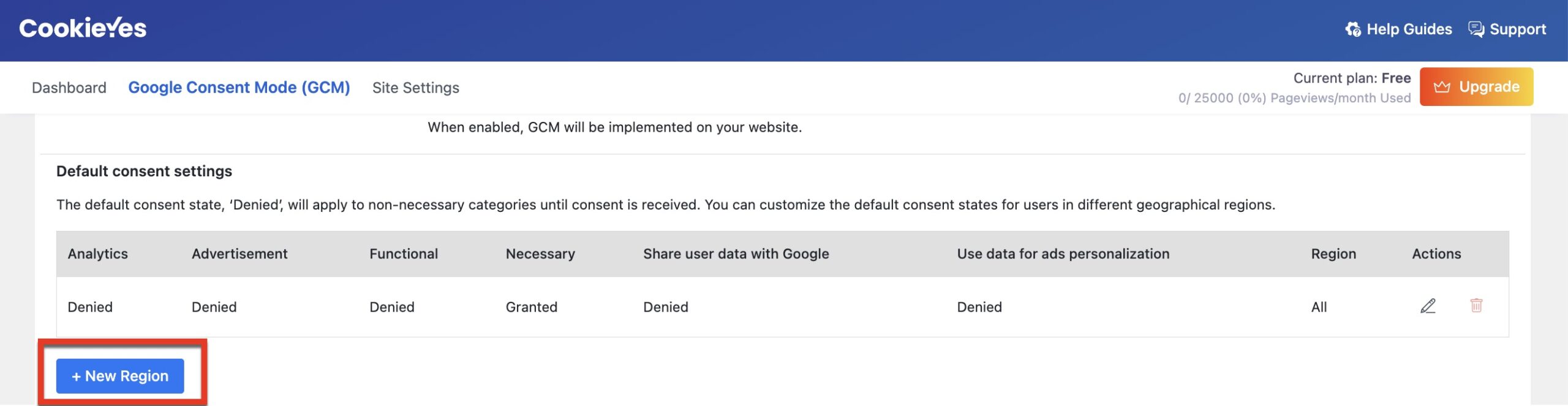 Add New Region for GCM 