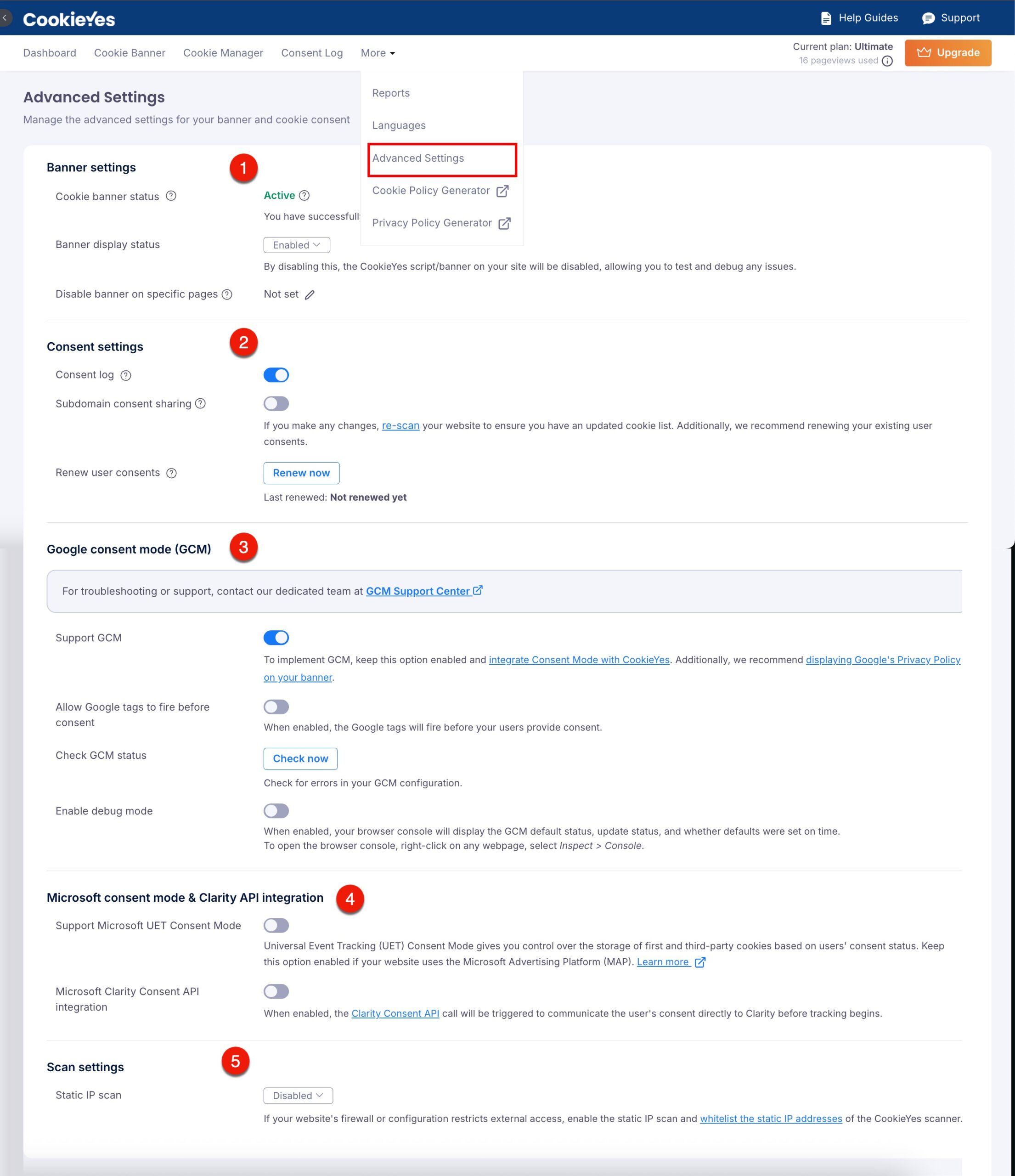 Advance Settings tab