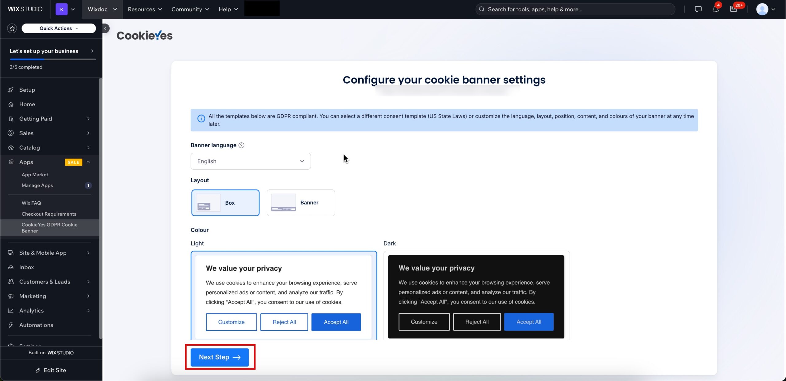 Banner configuration
