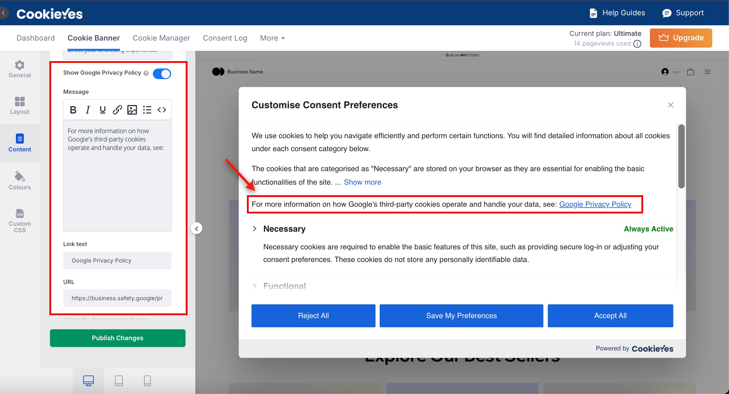 Show Google Privacy Policy 