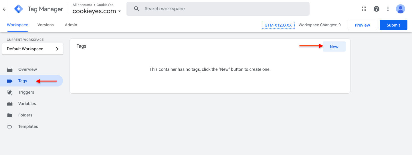 Add a new tag on google tag manager for consent mode