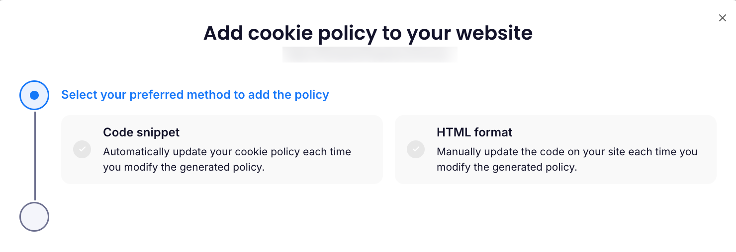 Add cookie policy to your website modal