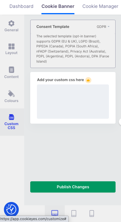 Custom CSS for banner customisation