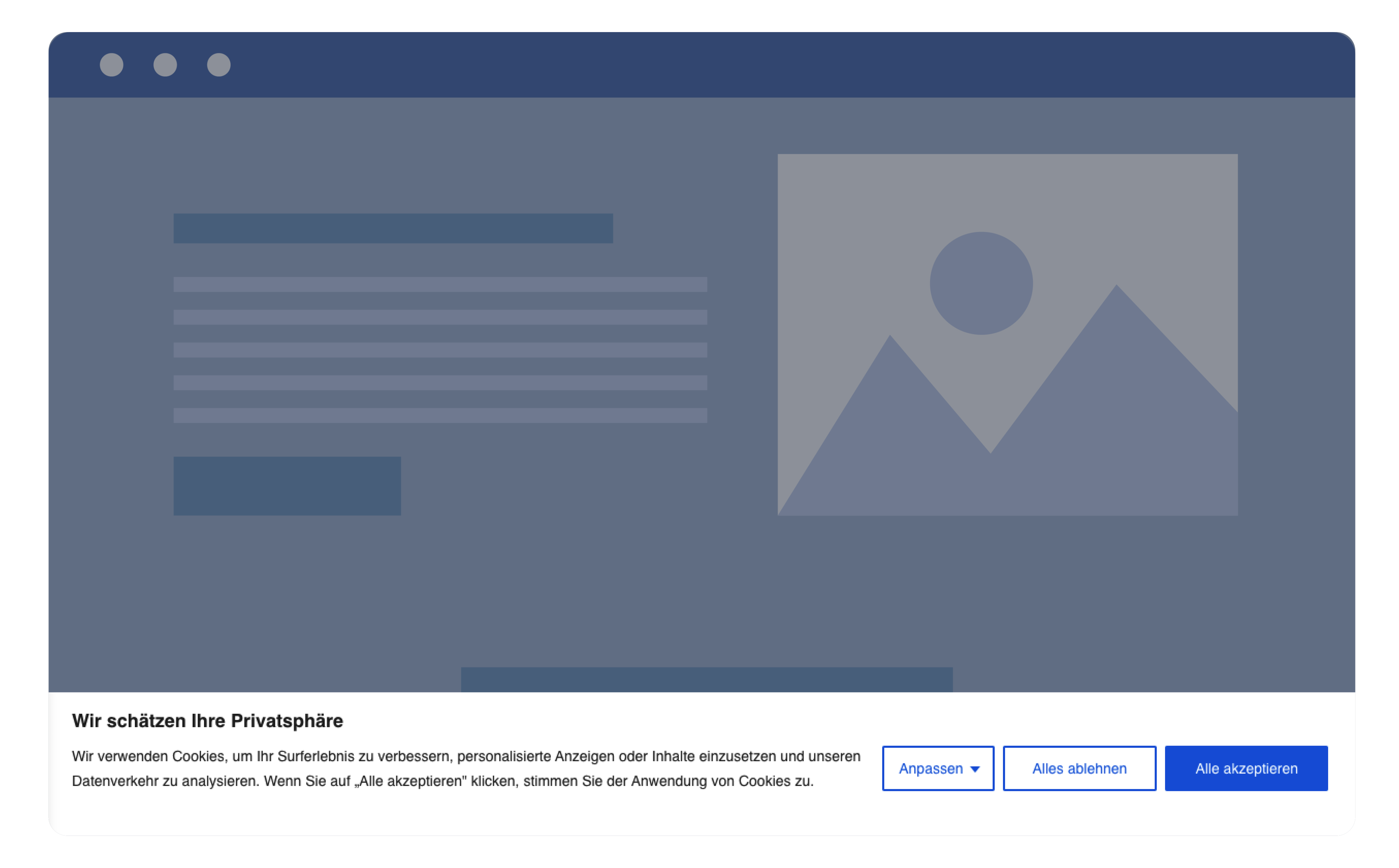 Banner für die Einwilligung zu Cookies in der Fußzeile