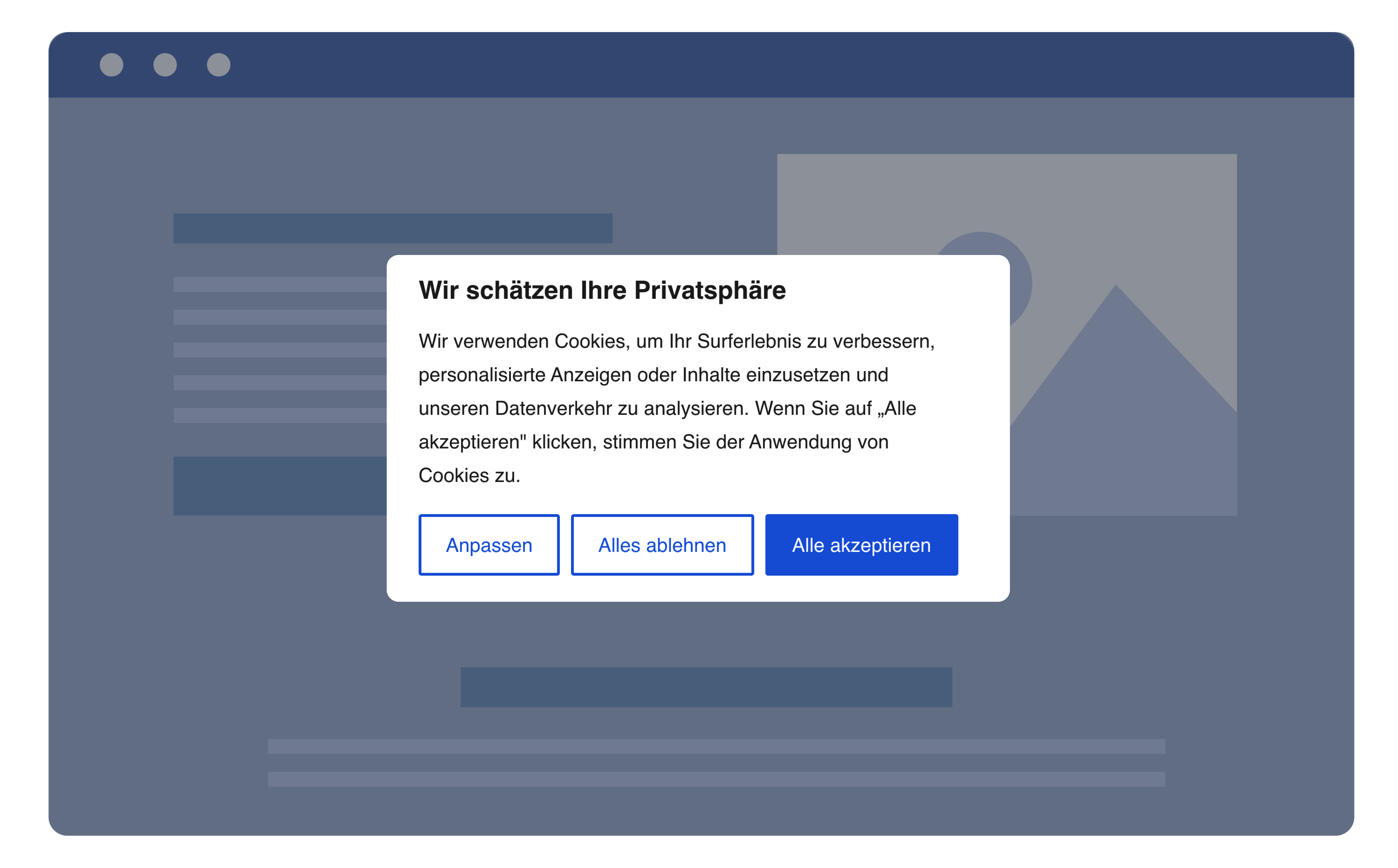 Popup-Cookie-Einwilligungsbanner