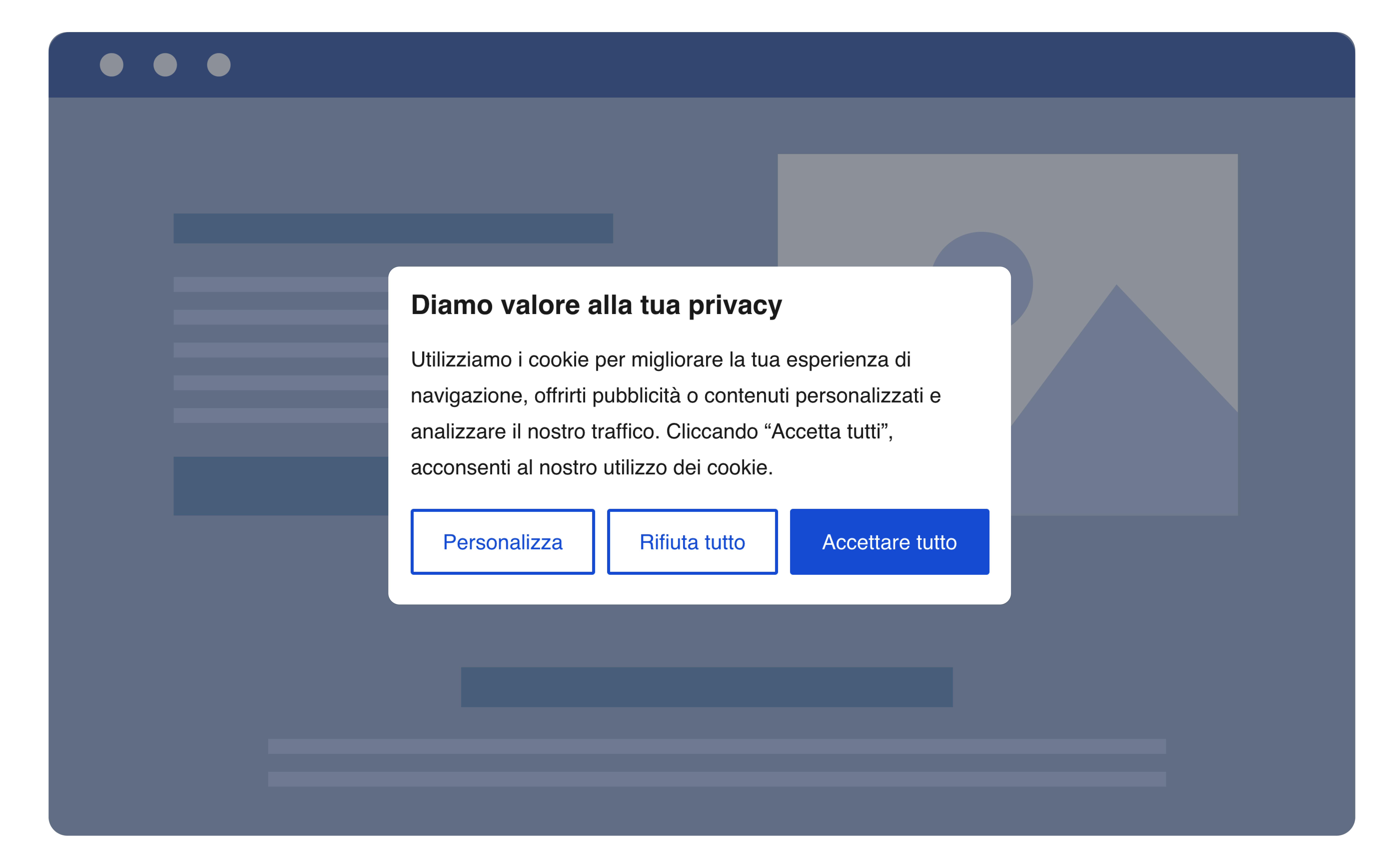 Banner di consenso ai cookie popup