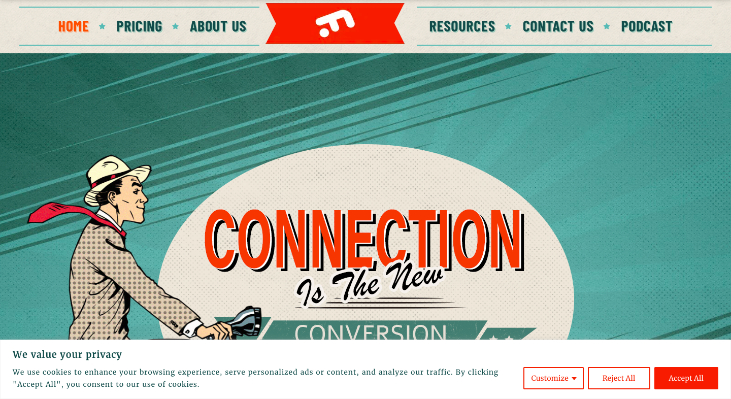 Funky marketing website's GDPR cookie consent banner