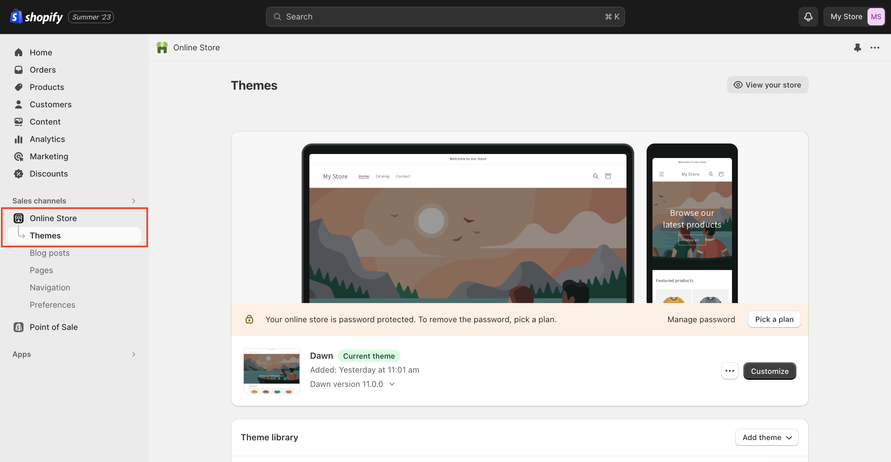 shopify themes settings