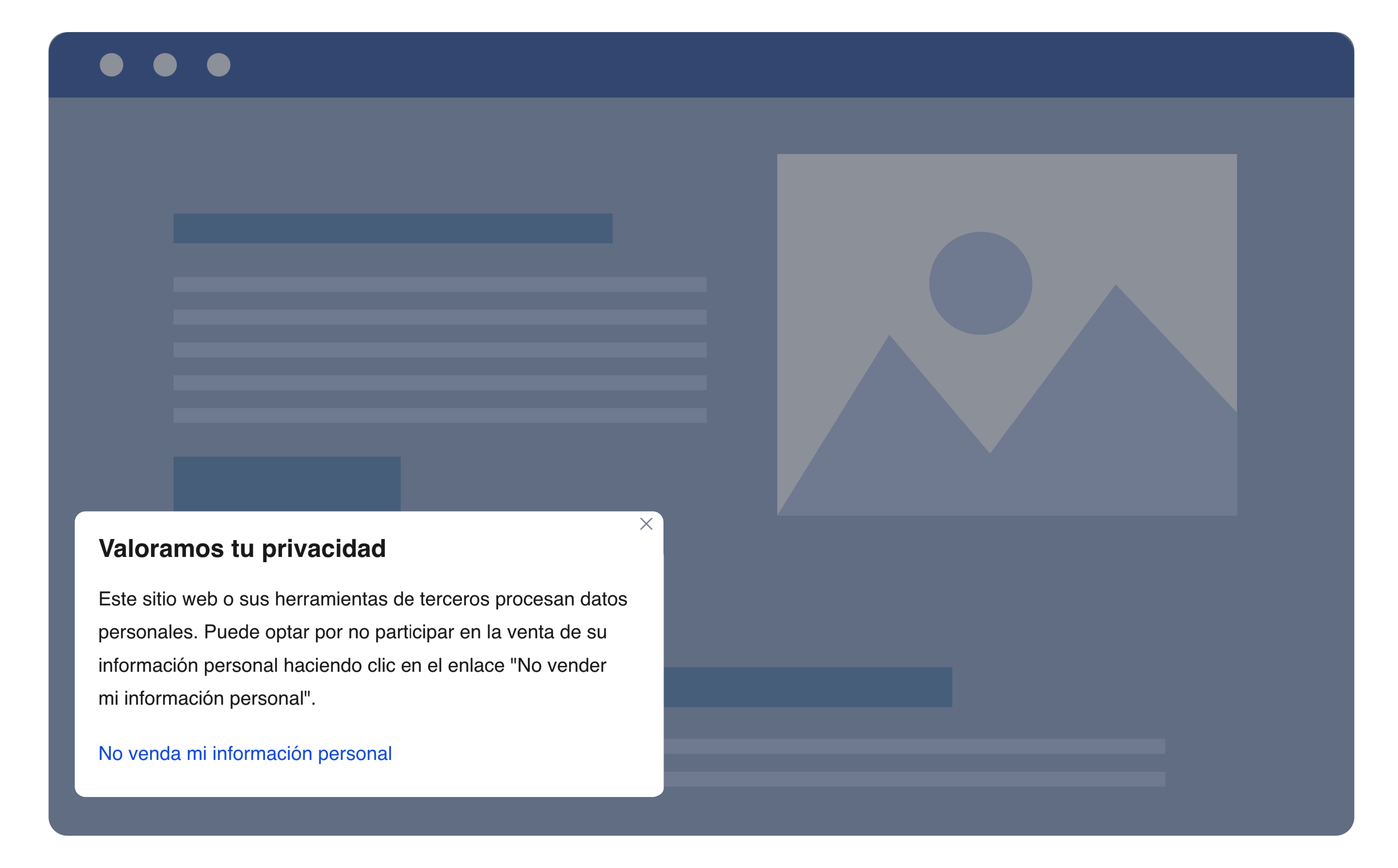 Banner de consentimiento de cookies de exclusión según CCPA